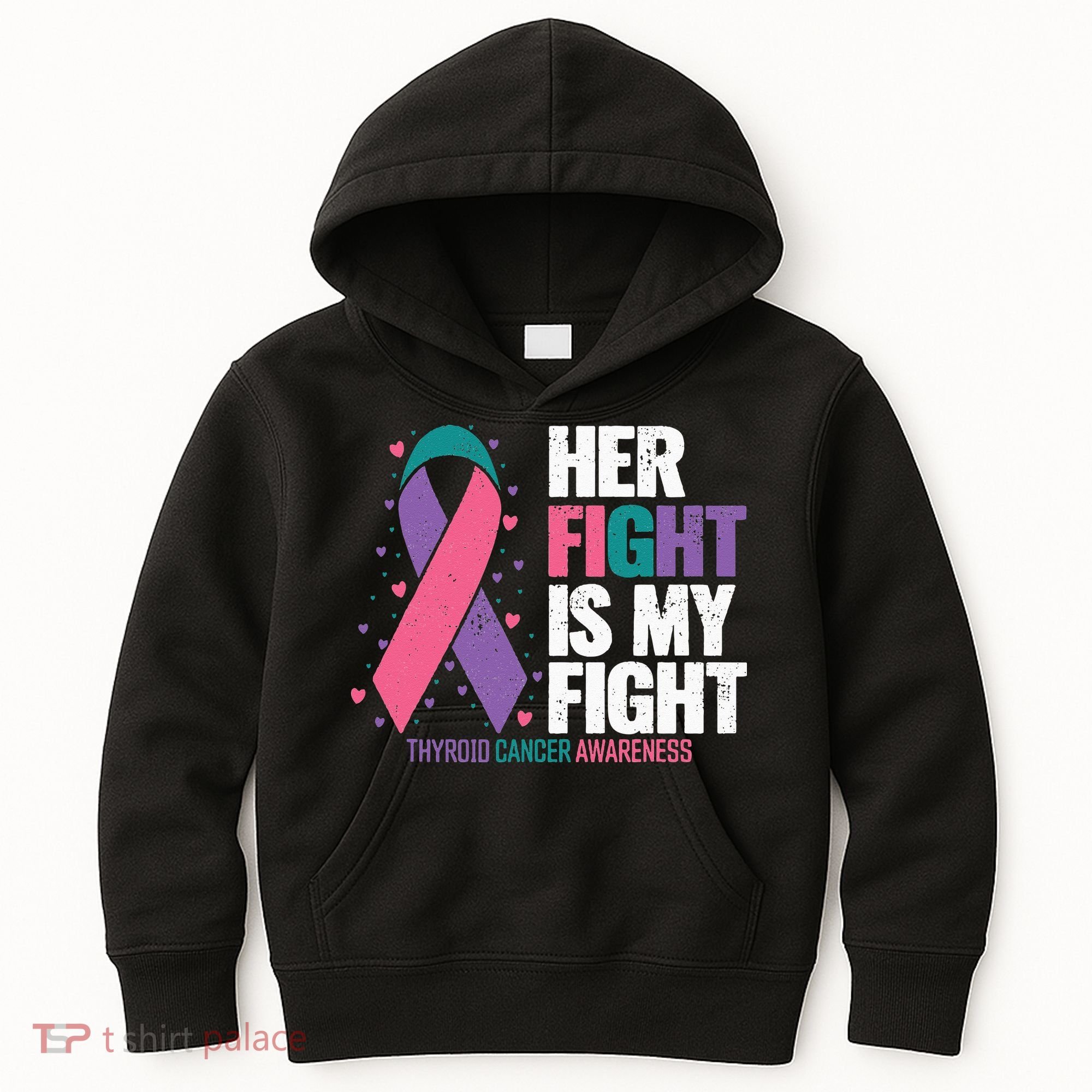 Thyroid Cancer Her Fight My Fight Thyroid Cancer Awareness Kids Hoodie