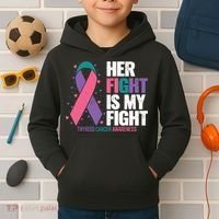 Thyroid Cancer Her Fight My Fight Thyroid Cancer Awareness Kids Hoodie thumb 2