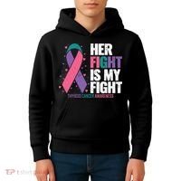 Thyroid Cancer Her Fight My Fight Thyroid Cancer Awareness Kids Hoodie thumb 4