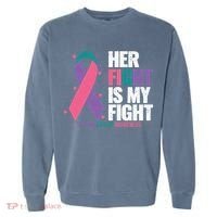 Thyroid Cancer Her Fight My Fight Thyroid Cancer Awareness Garment-Dyed Sweatshirt thumb 0