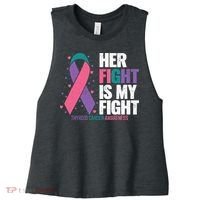 Thyroid Cancer Her Fight My Fight Thyroid Cancer Awareness Women's Racerback Cropped Tank thumb 0