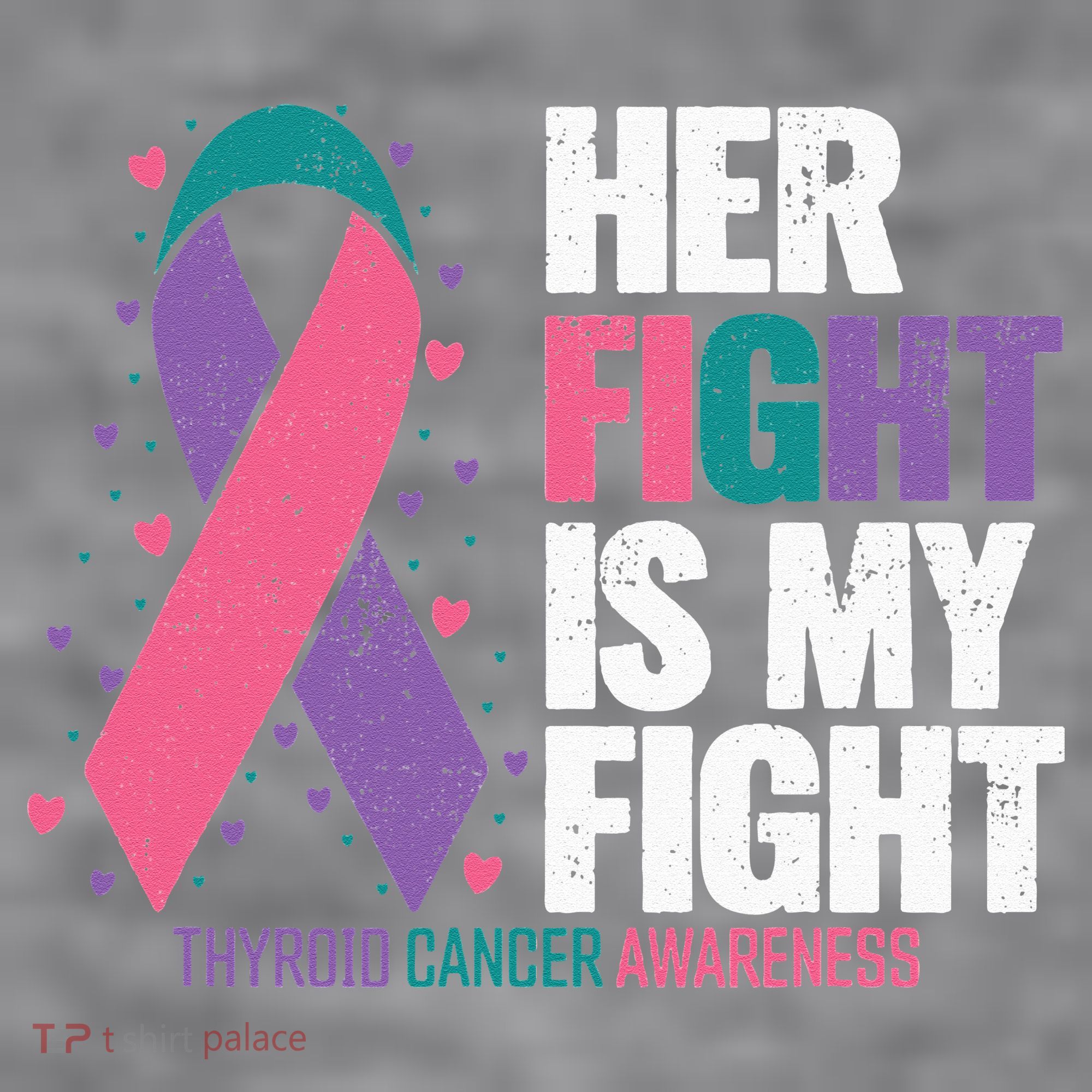 Thyroid Cancer Her Fight My Fight Thyroid Cancer Awareness Women's Racerback Cropped Tank