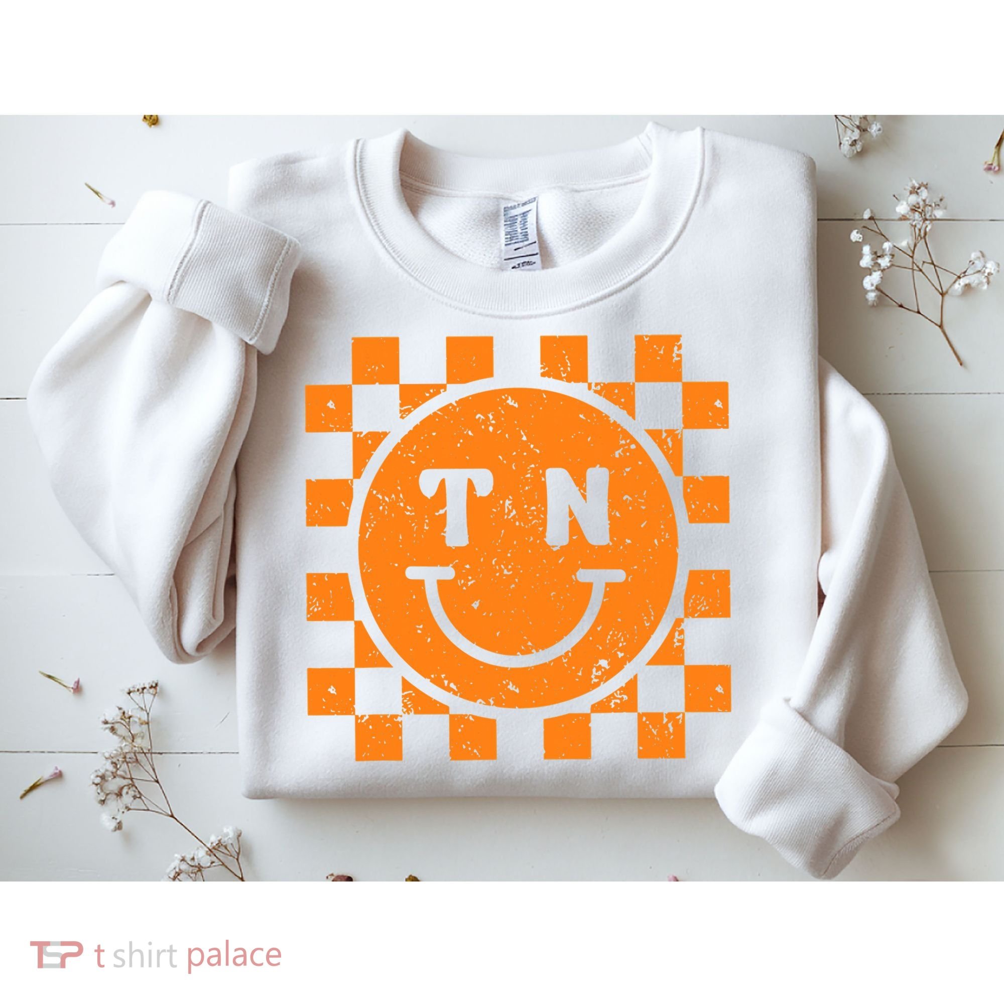 Tennessee Checkered Happy Face Football Season Game Day Sweatshirt
