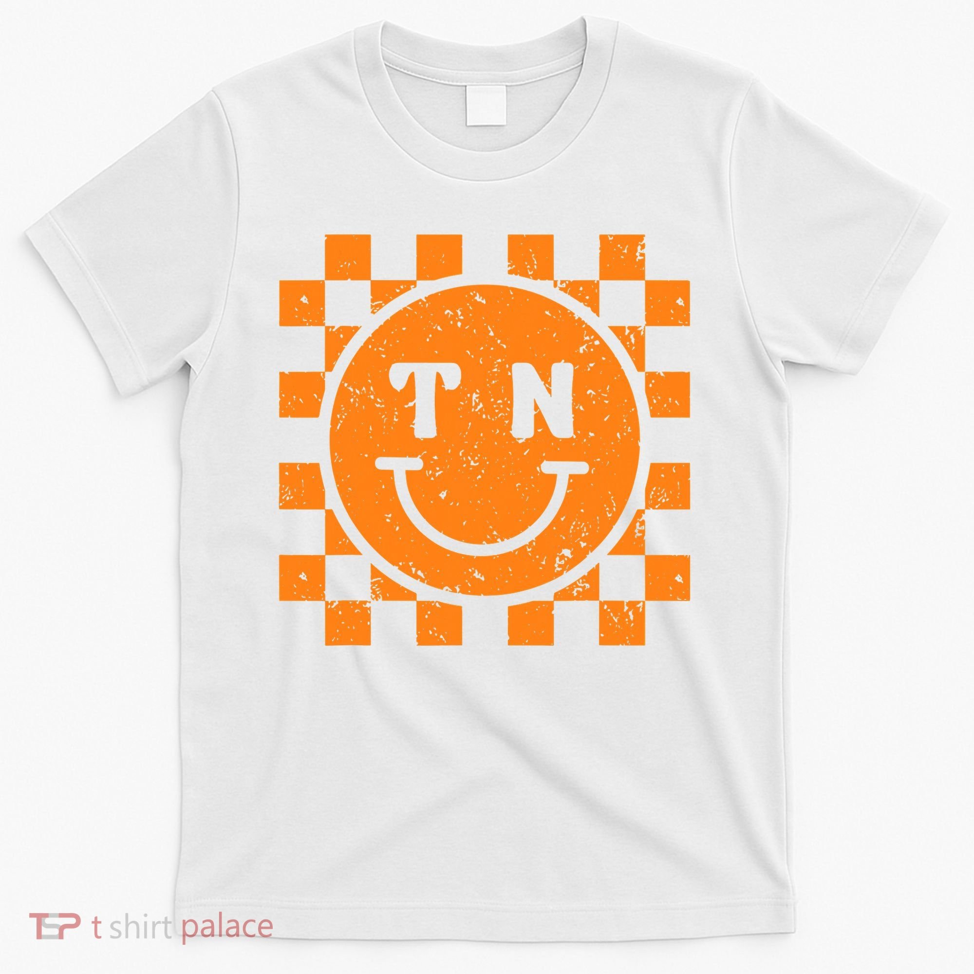 Tennessee Checkered Happy Face Football Season Game Day T-Shirt