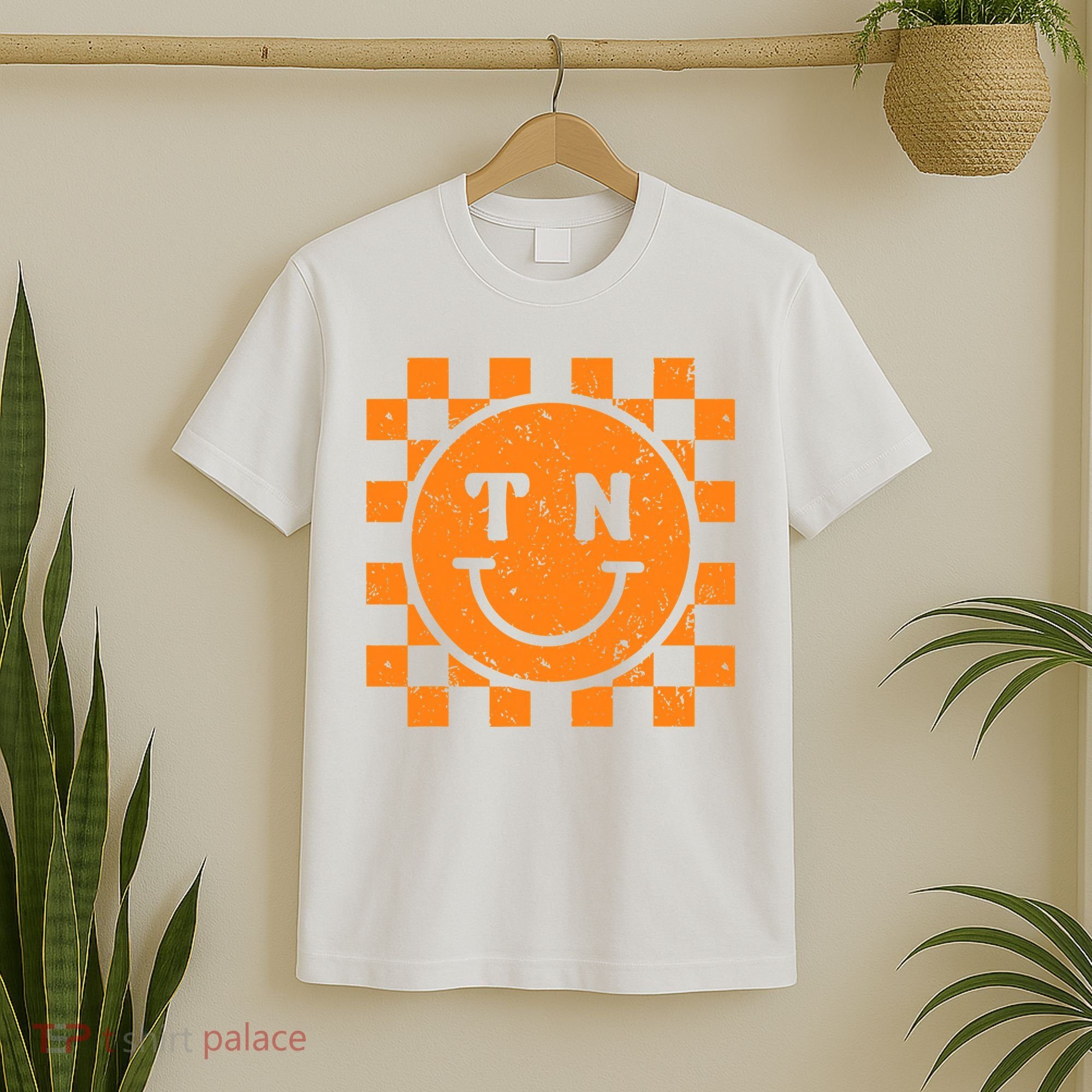 Tennessee Checkered Happy Face Football Season Game Day T-Shirt