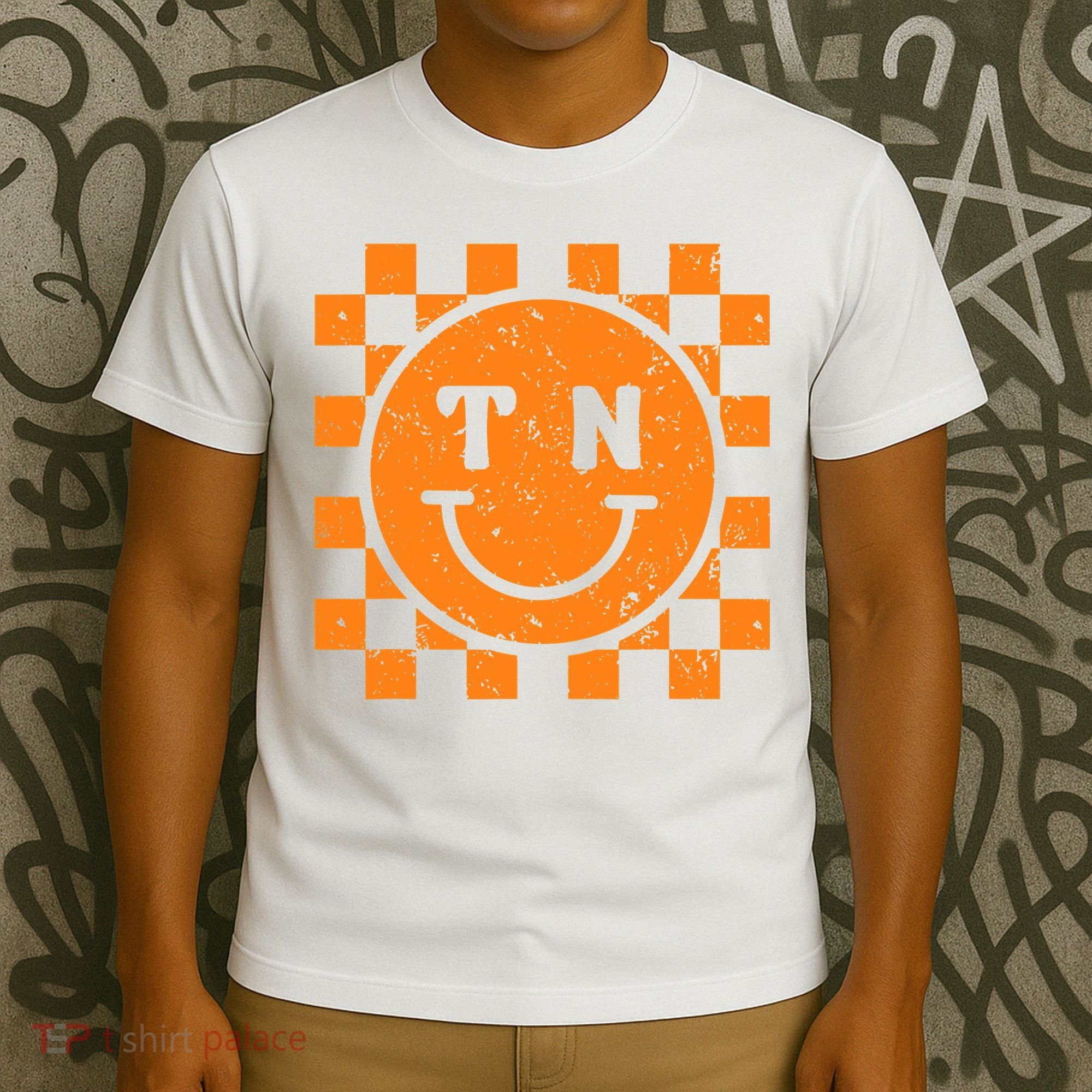 Tennessee Checkered Happy Face Football Season Game Day T-Shirt