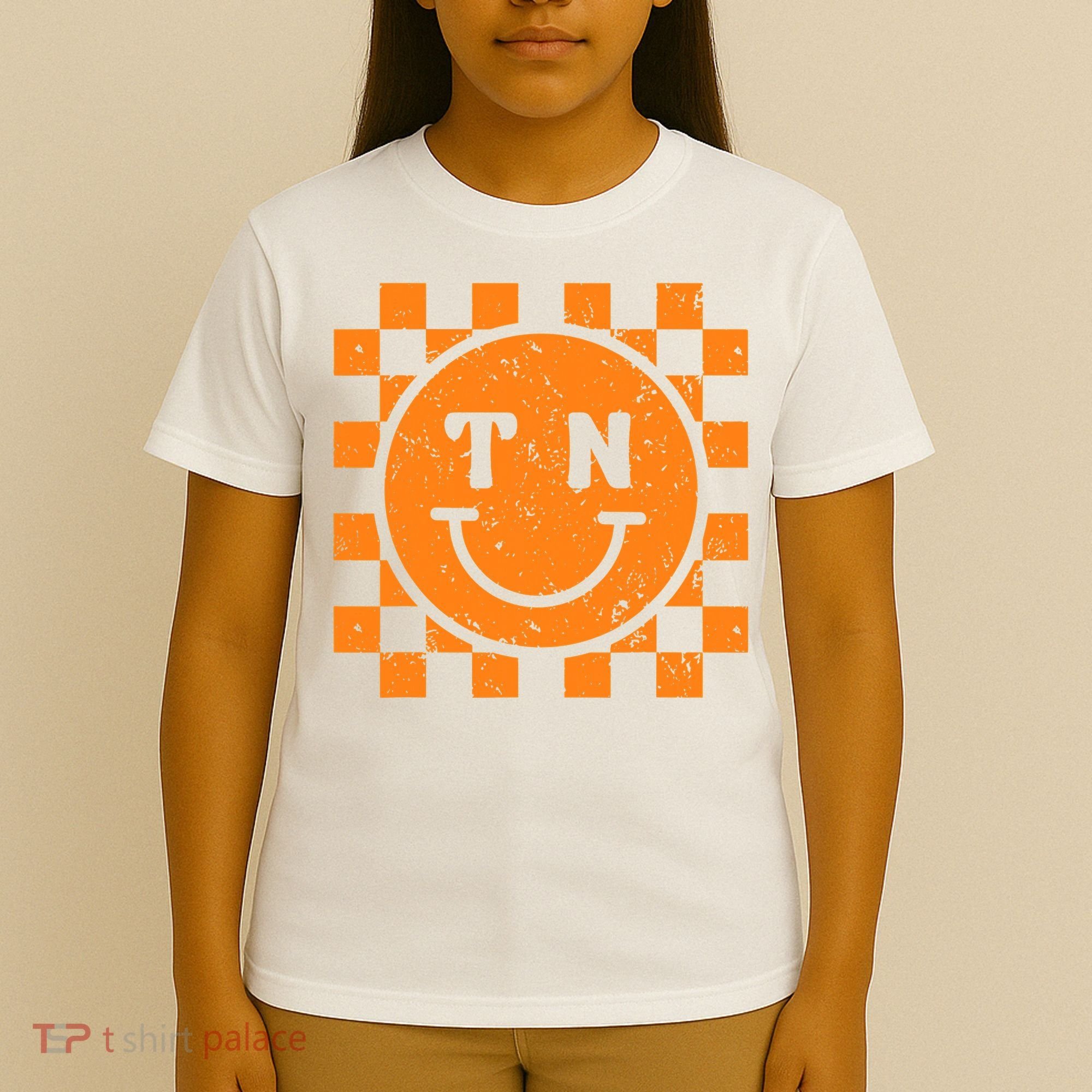 Tennessee Checkered Happy Face Football Season Game Day T-Shirt