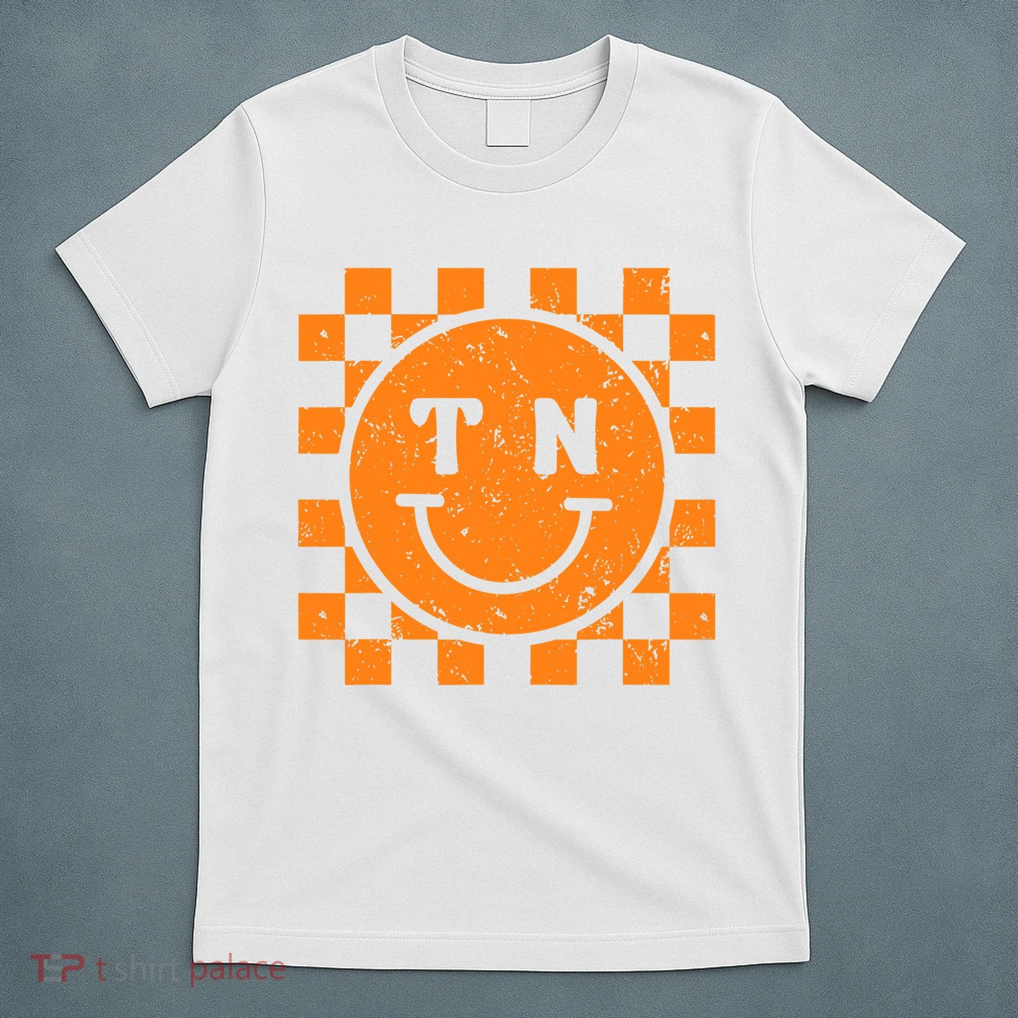 Tennessee Checkered Happy Face Football Season Game Day T-Shirt