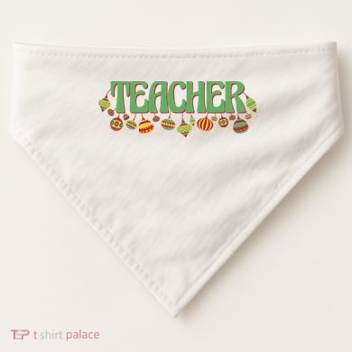 Teacher Christmas Holiday Festive USA-Made Doggie Bandana