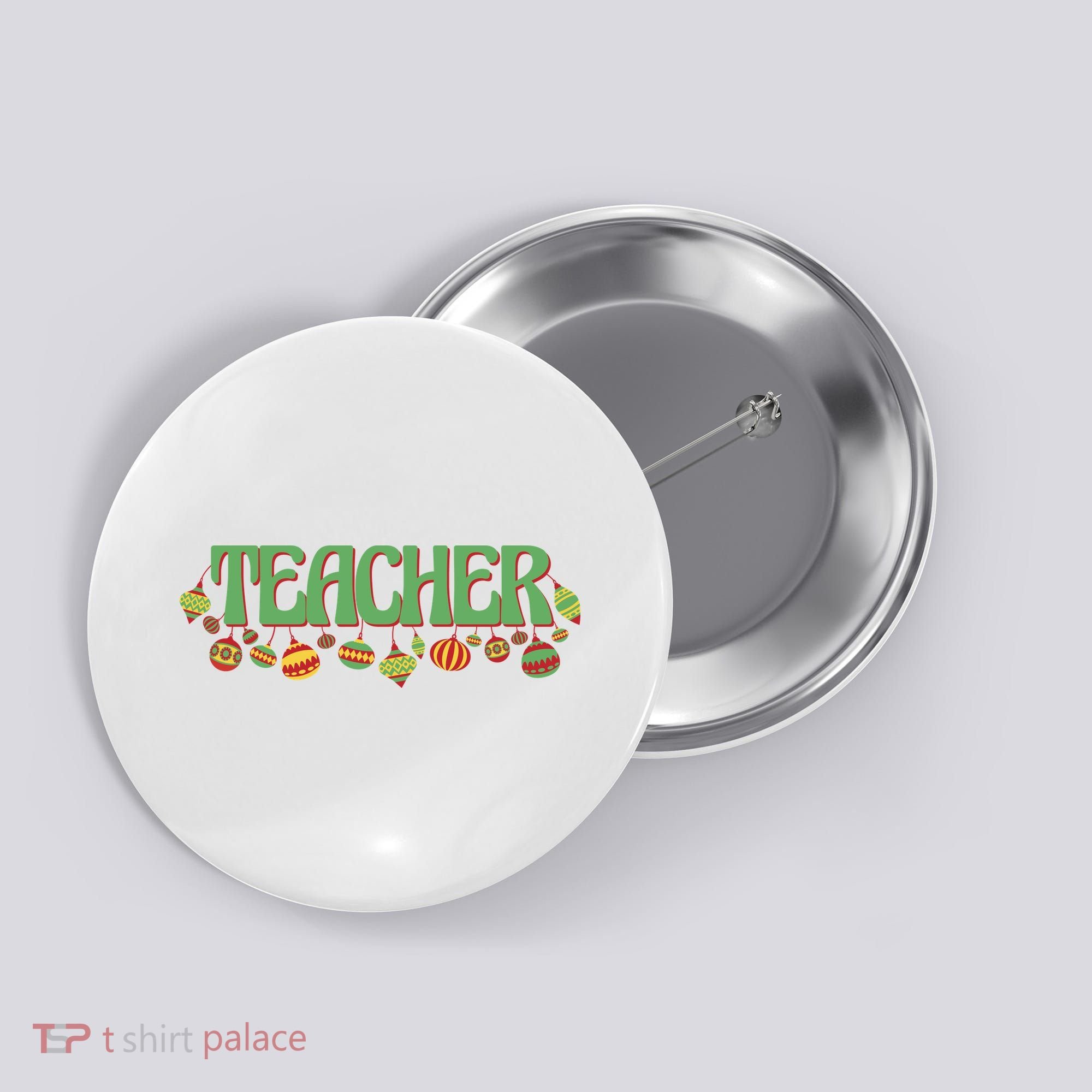 Teacher Christmas Holiday Festive Button