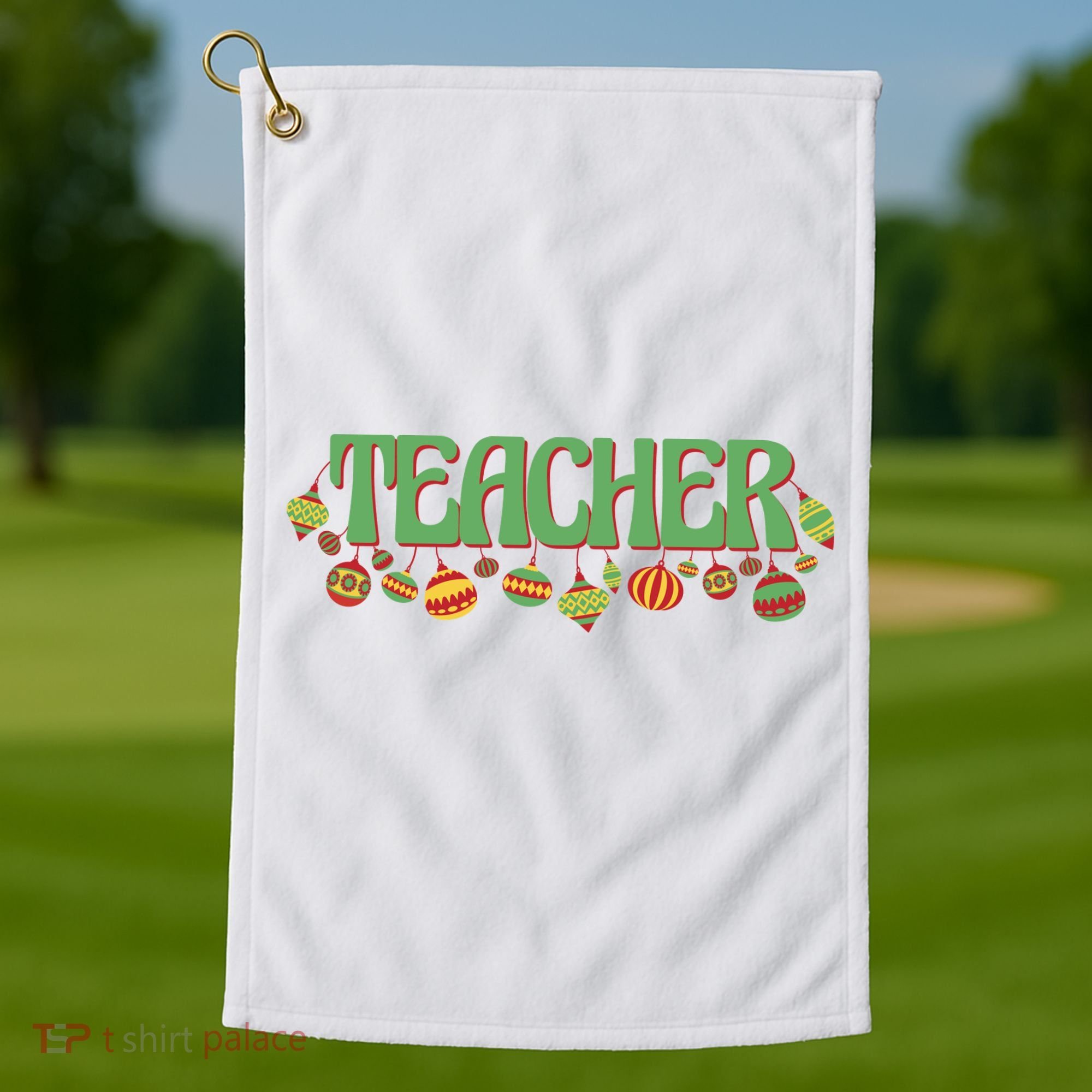 Teacher Christmas Holiday Festive Golf Towel