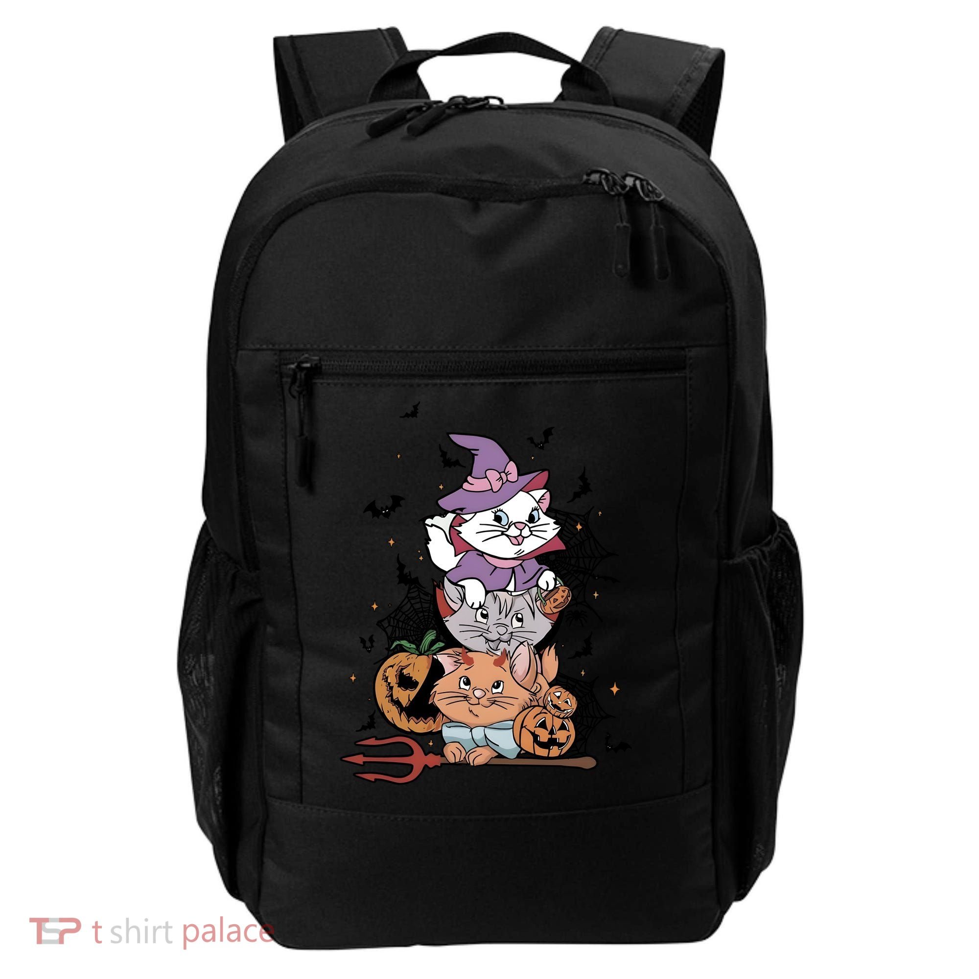 The Cat Halloween Cat Lover Witch Pumpkin Backpack
