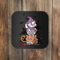 The Cat Halloween Cat Lover Witch Pumpkin Coaster thumb 0