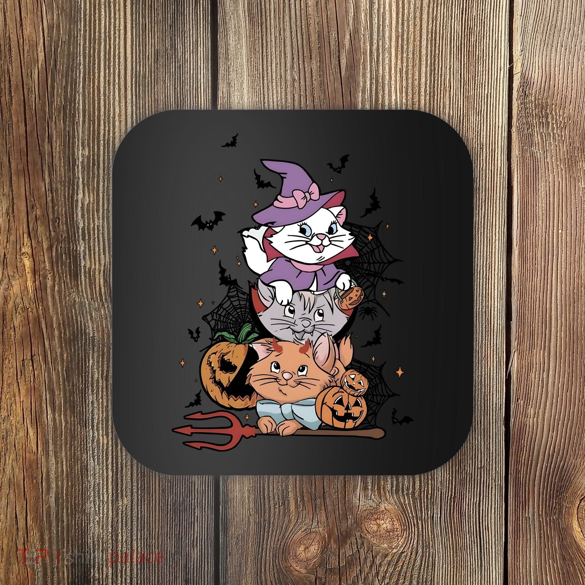 The Cat Halloween Cat Lover Witch Pumpkin Coaster