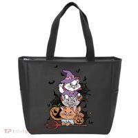 The Cat Halloween Cat Lover Witch Pumpkin Tote Bag thumb 0
