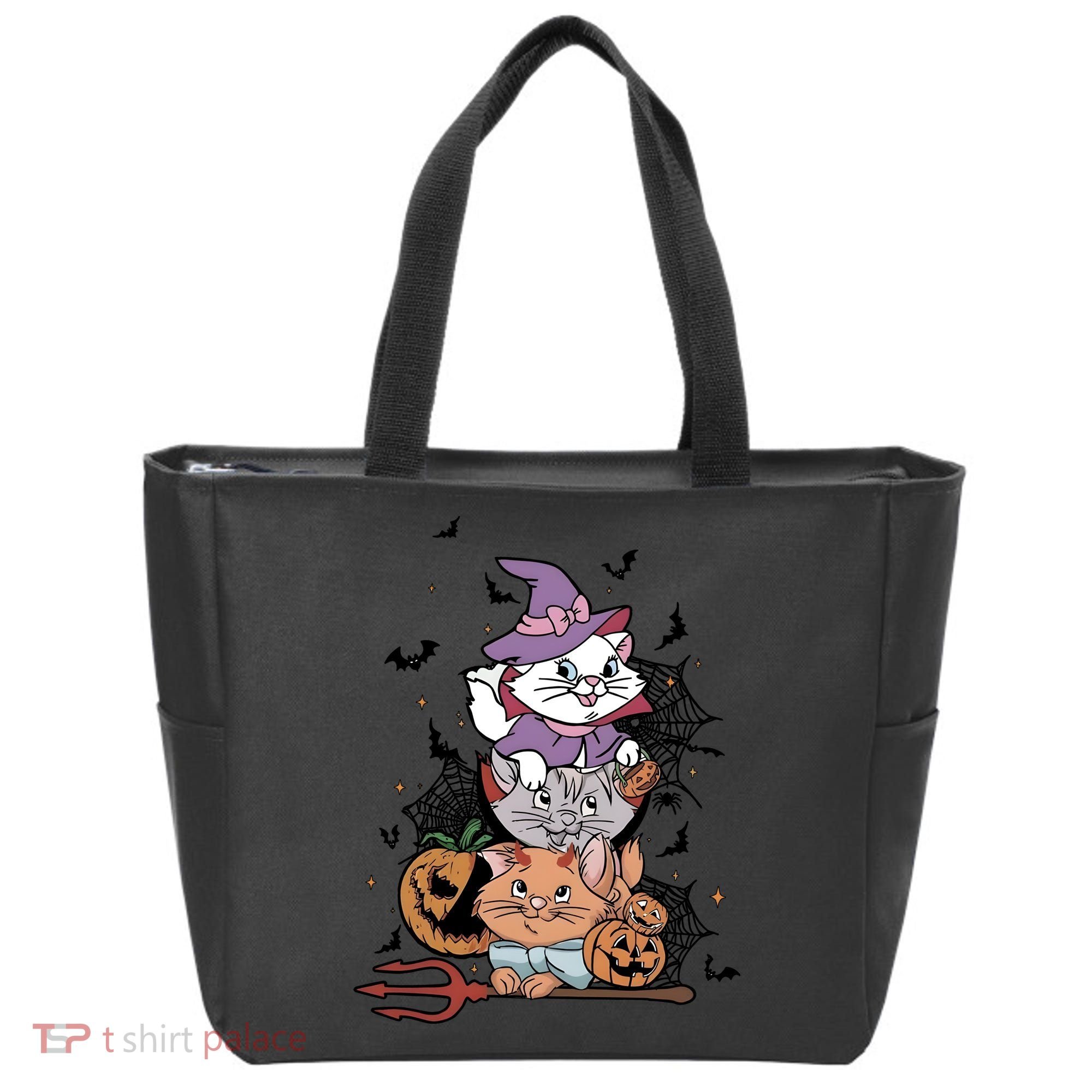 The Cat Halloween Cat Lover Witch Pumpkin Tote Bag
