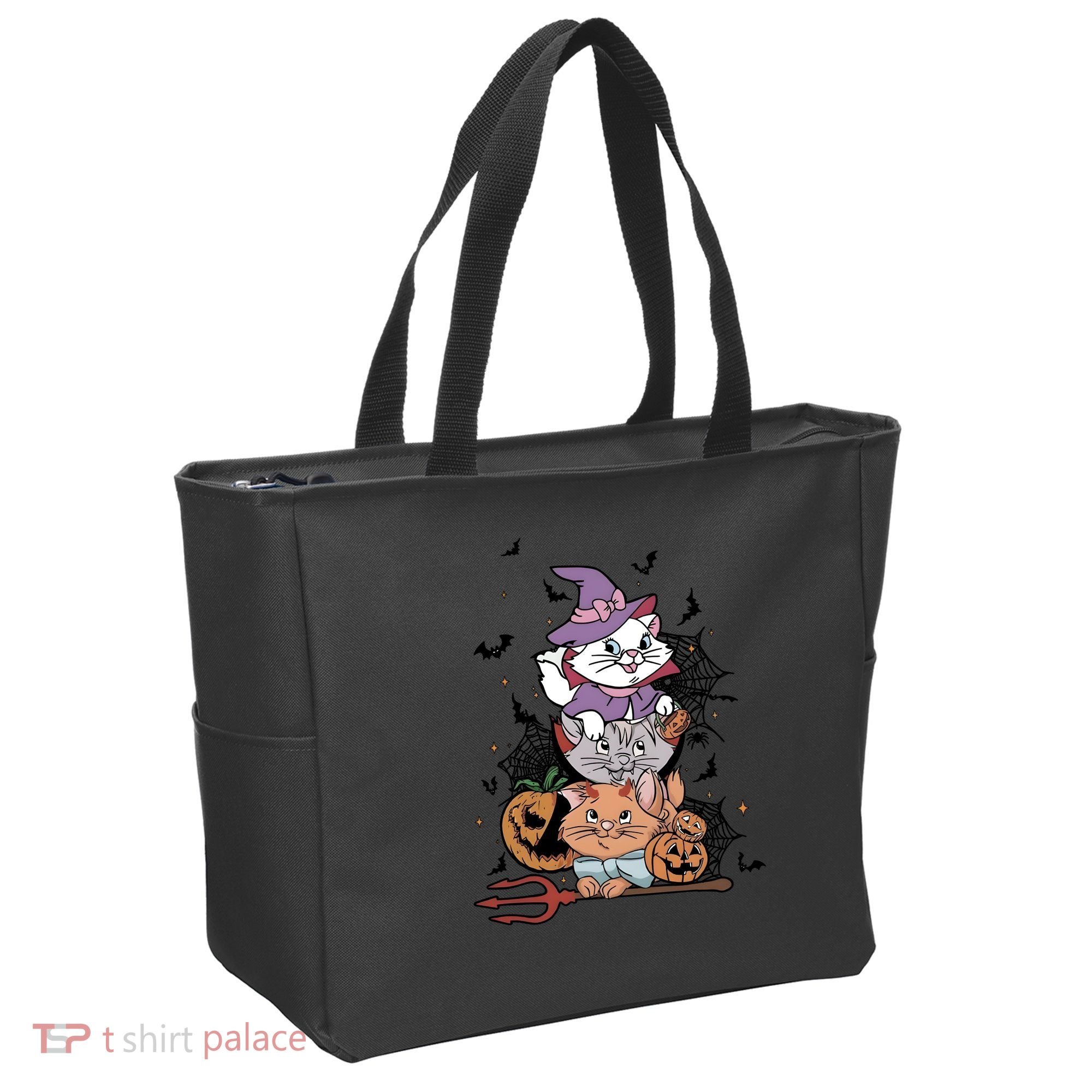 The Cat Halloween Cat Lover Witch Pumpkin Tote Bag