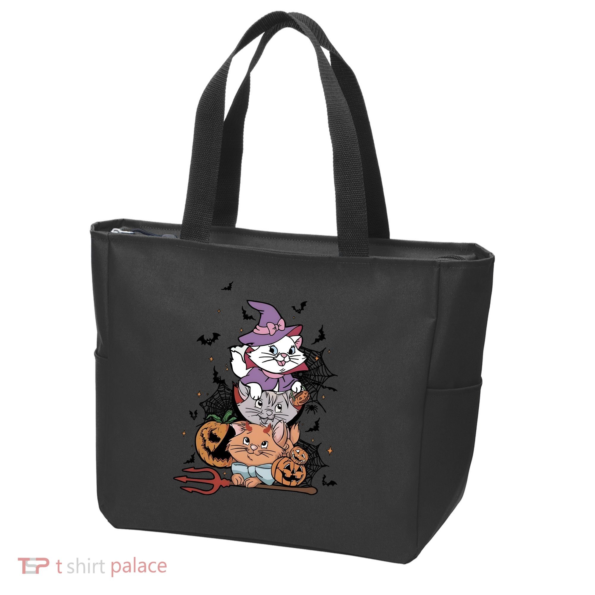 The Cat Halloween Cat Lover Witch Pumpkin Tote Bag