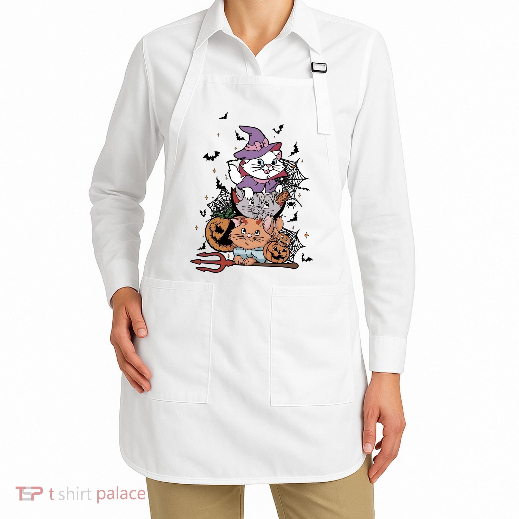 The Cat Halloween Cat Lover Witch Pumpkin Apron