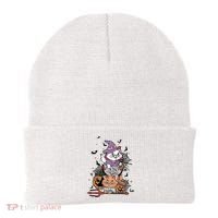 The Cat Halloween Cat Lover Witch Pumpkin Beanie thumb 0