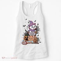 The Cat Halloween Cat Lover Witch Pumpkin Women's Tank Top thumb 0
