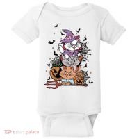 The Cat Halloween Cat Lover Witch Pumpkin Baby Bodysuit thumb 0