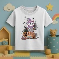 The Cat Halloween Cat Lover Witch Pumpkin Toddler T-Shirt thumb 3