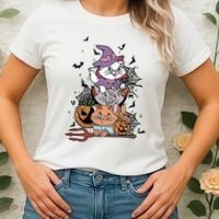 The Cat Halloween Cat Lover Witch Pumpkin Women's T-Shirt thumb 2