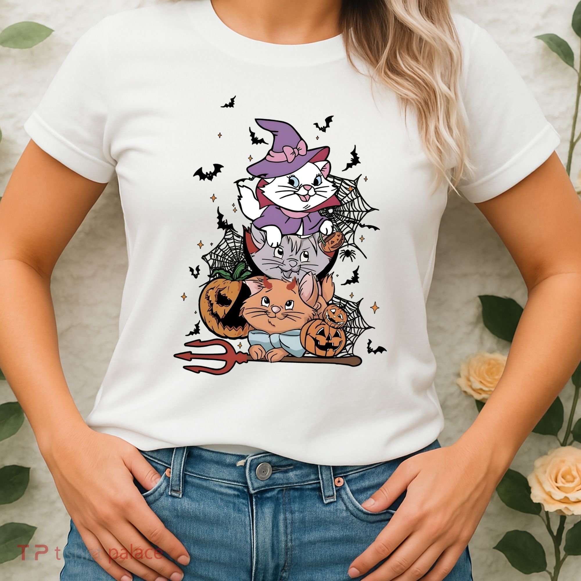 The Cat Halloween Cat Lover Witch Pumpkin Women's T-Shirt