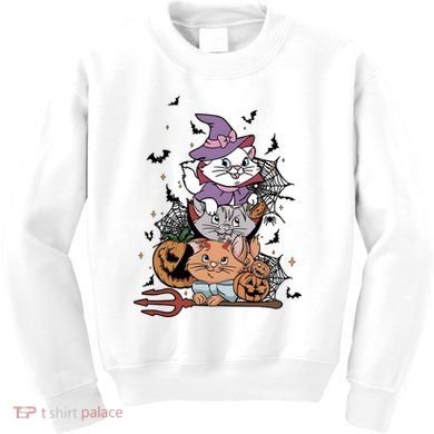 The Cat Halloween Cat Lover Witch Pumpkin Kids Sweatshirt