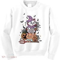 The Cat Halloween Cat Lover Witch Pumpkin Kids Sweatshirt thumb 0