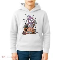 The Cat Halloween Cat Lover Witch Pumpkin Kids Hoodie thumb 4