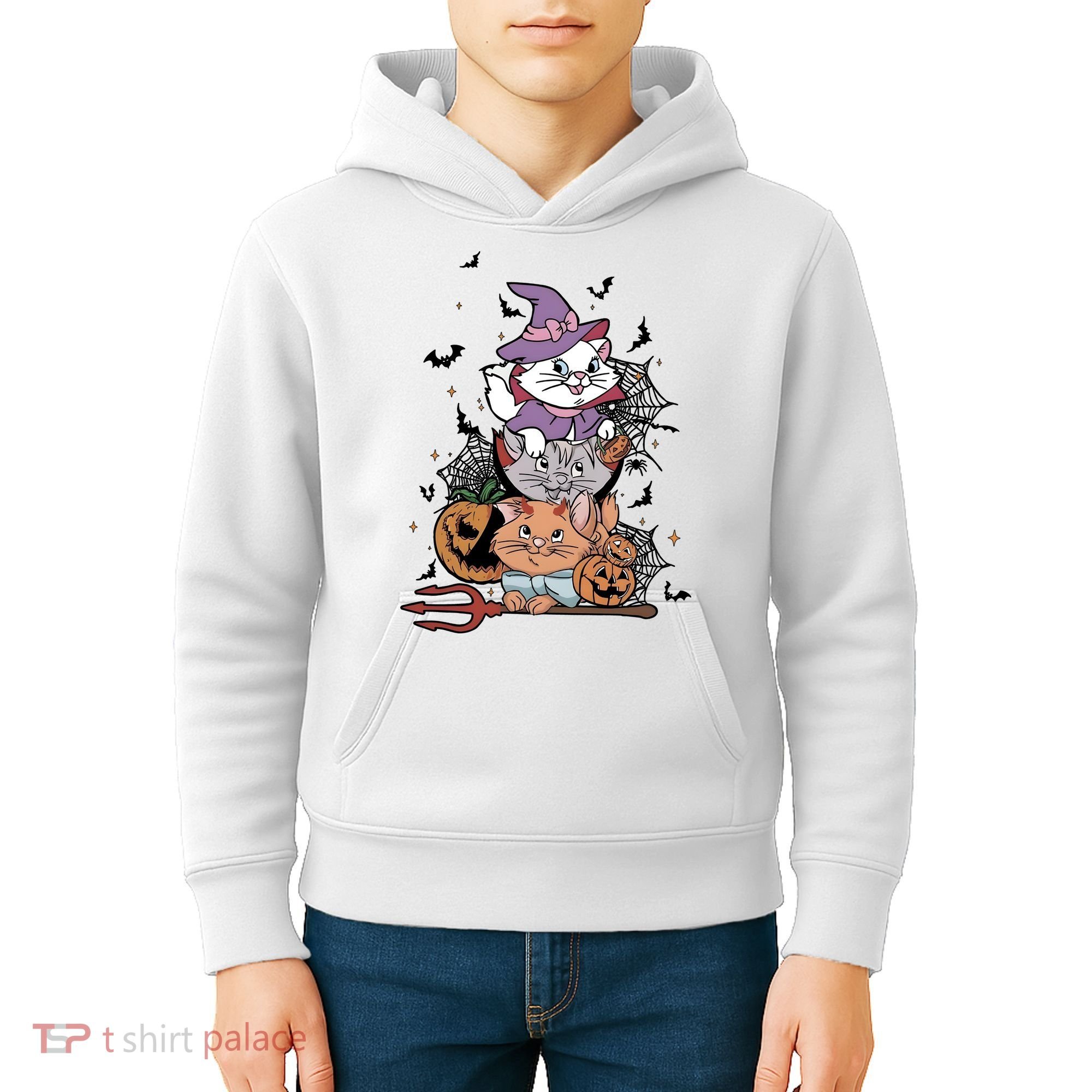 The Cat Halloween Cat Lover Witch Pumpkin Kids Hoodie