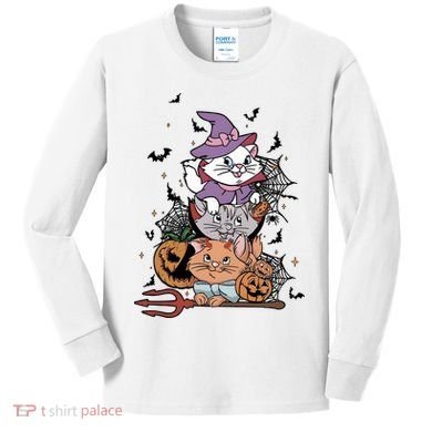The Cat Halloween Cat Lover Witch Pumpkin Kids Long Sleeve Shirt
