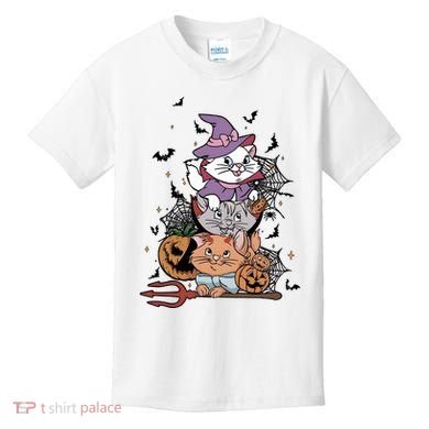 The Cat Halloween Cat Lover Witch Pumpkin Kids T-Shirt