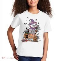 The Cat Halloween Cat Lover Witch Pumpkin Kids T-Shirt thumb 2