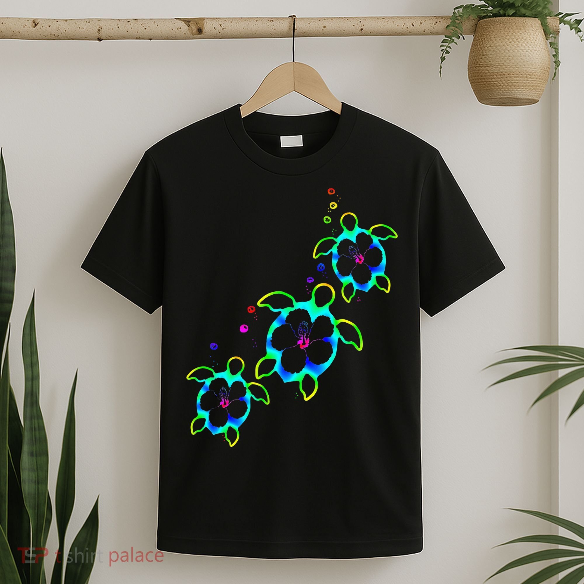 Tropical Colors Hawaiian Honu Sea Turtles T-Shirt