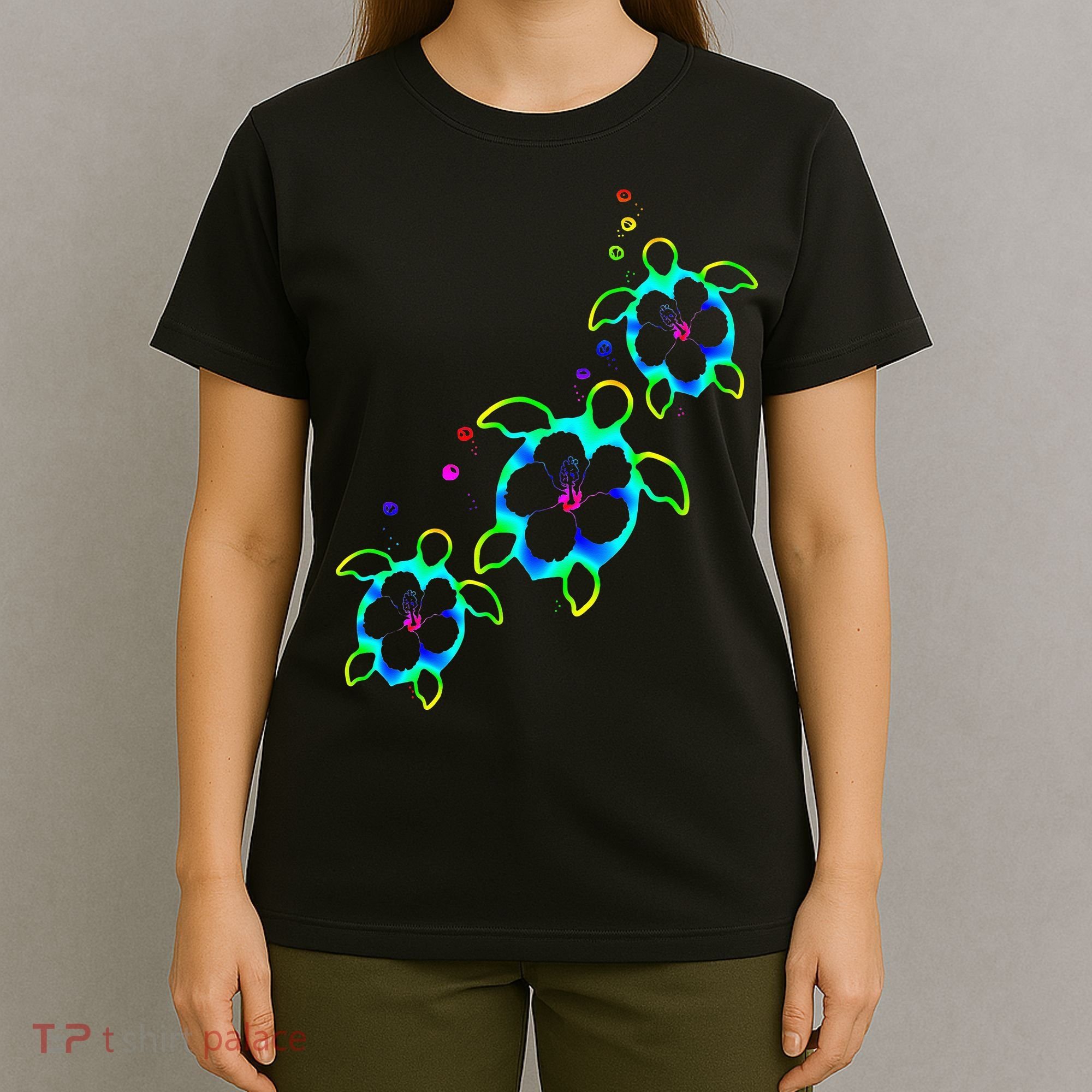 Tropical Colors Hawaiian Honu Sea Turtles T-Shirt
