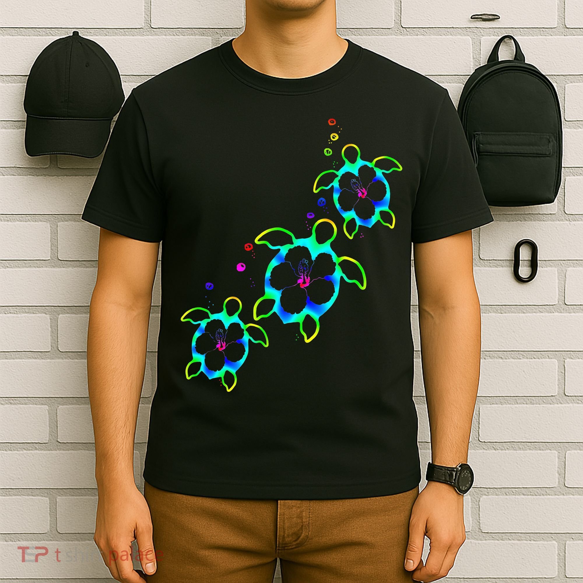 Tropical Colors Hawaiian Honu Sea Turtles T-Shirt