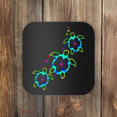 Tropical Colors Hawaiian Honu Sea Turtles Coaster