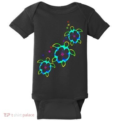 Tropical Colors Hawaiian Honu Sea Turtles Baby Bodysuit