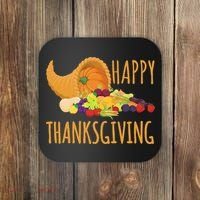 Thanksgiving Cornucopia Horn Of Plenty Food Harvest Fun Gift Coaster thumb 0