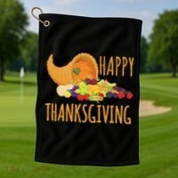 Thanksgiving Cornucopia Horn Of Plenty Food Harvest Fun Gift Golf Towel thumb 1