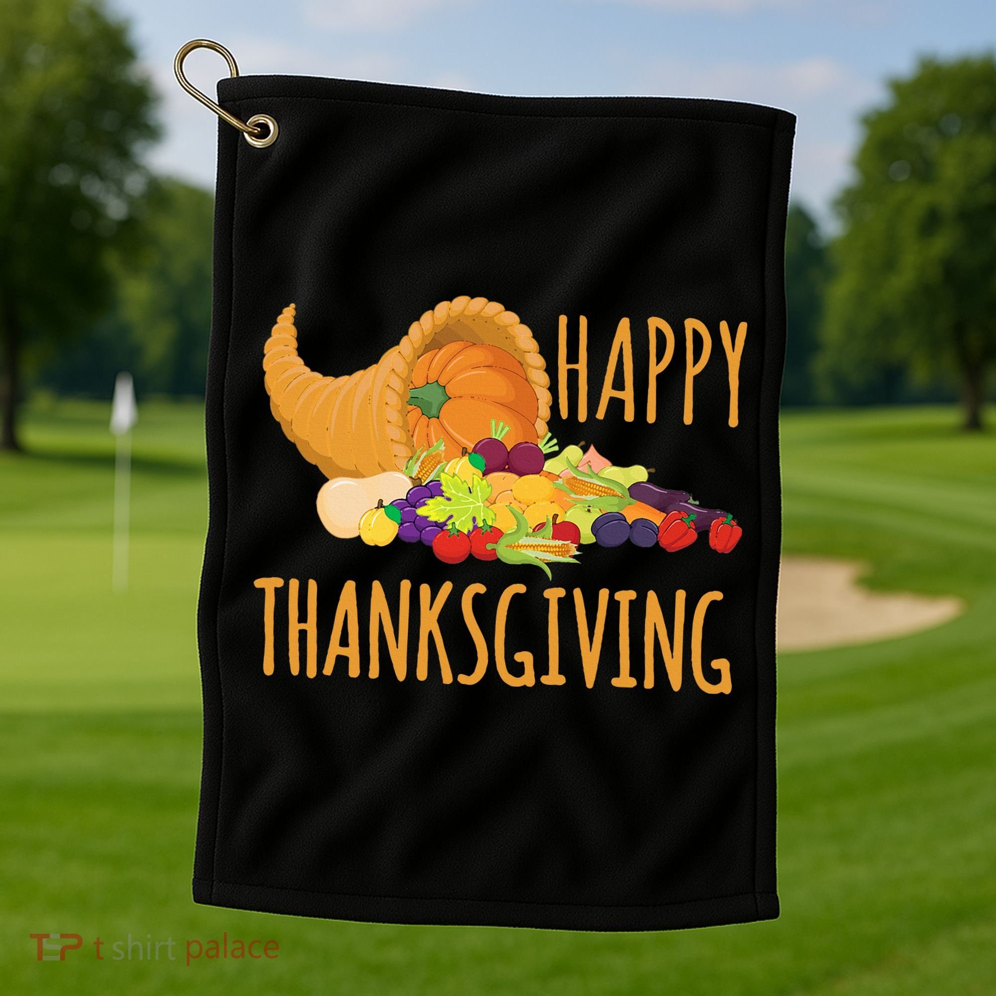 Thanksgiving Cornucopia Horn Of Plenty Food Harvest Fun Gift Golf Towel