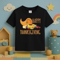 Thanksgiving Cornucopia Horn Of Plenty Food Harvest Fun Gift Toddler T-Shirt thumb 3