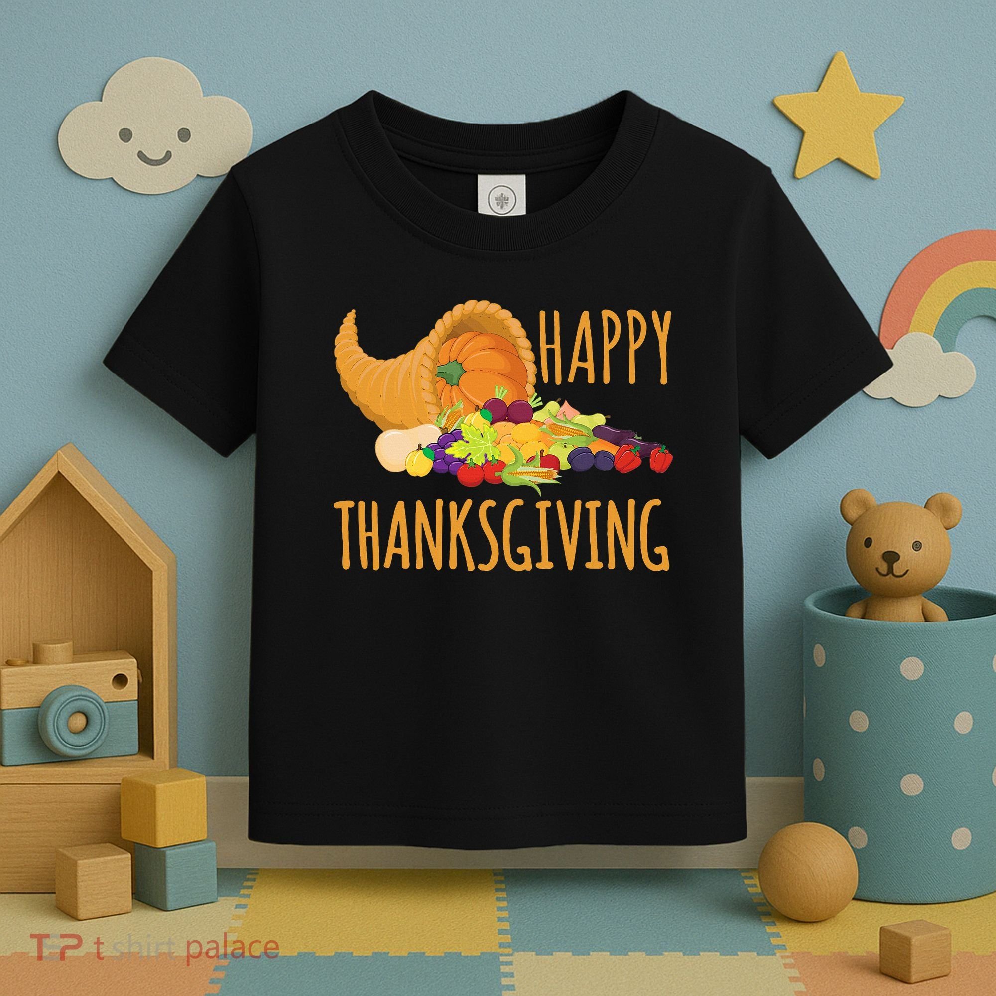 Thanksgiving Cornucopia Horn Of Plenty Food Harvest Fun Gift Toddler T-Shirt