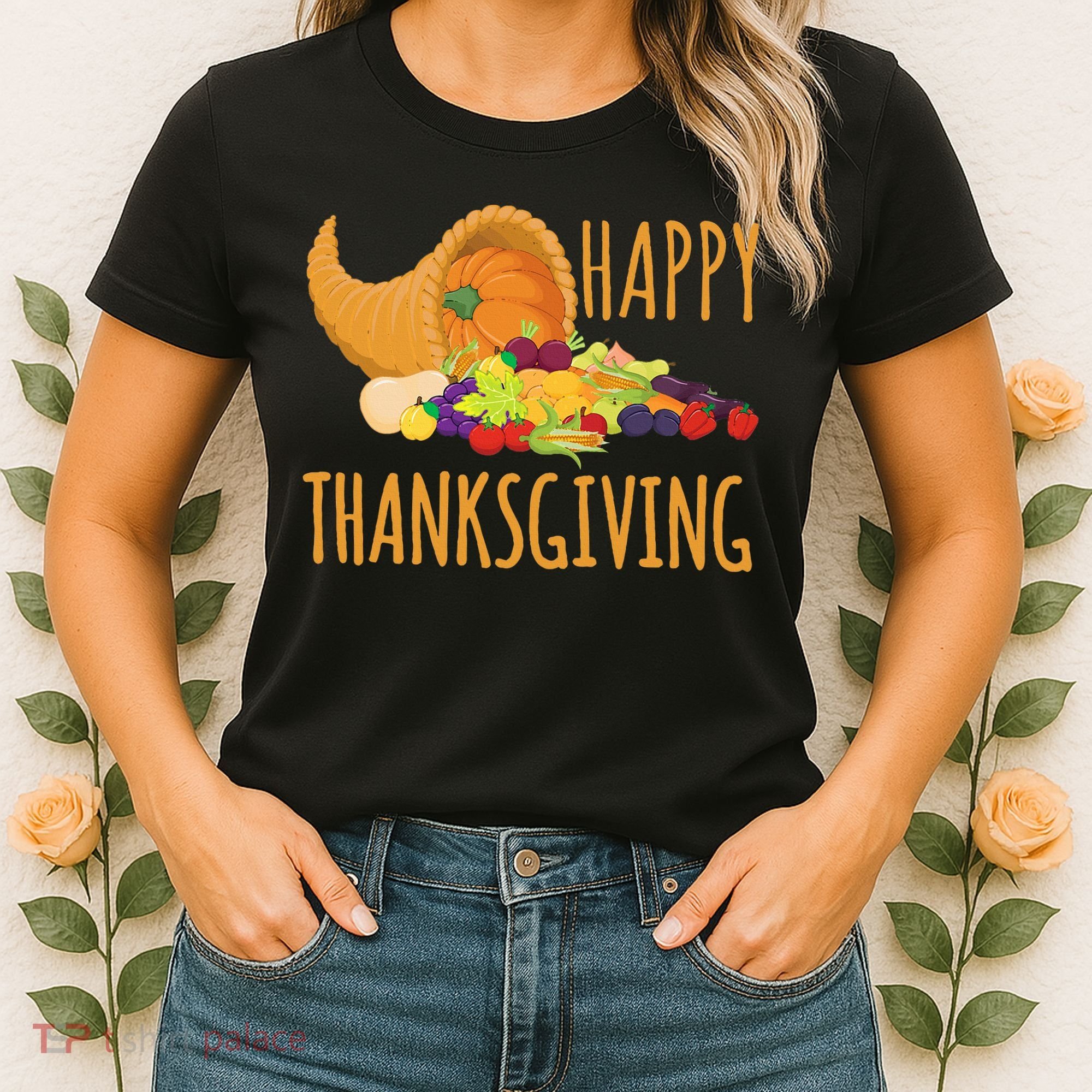 Thanksgiving Cornucopia Horn Of Plenty Food Harvest Fun Gift Women's T-Shirt