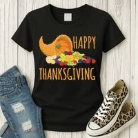 Thanksgiving Cornucopia Horn Of Plenty Food Harvest Fun Gift Women's T-Shirt thumb 3