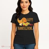 Thanksgiving Cornucopia Horn Of Plenty Food Harvest Fun Gift Women's T-Shirt thumb 4
