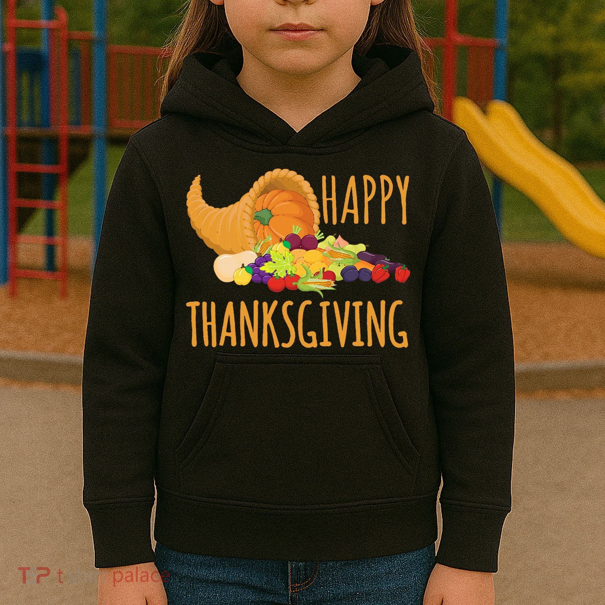 Thanksgiving Cornucopia Horn Of Plenty Food Harvest Fun Gift Kids Hoodie